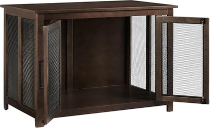 Crosley Furniture Dane Credenza Console Table Dog Crate Kennel for Pets, Brown