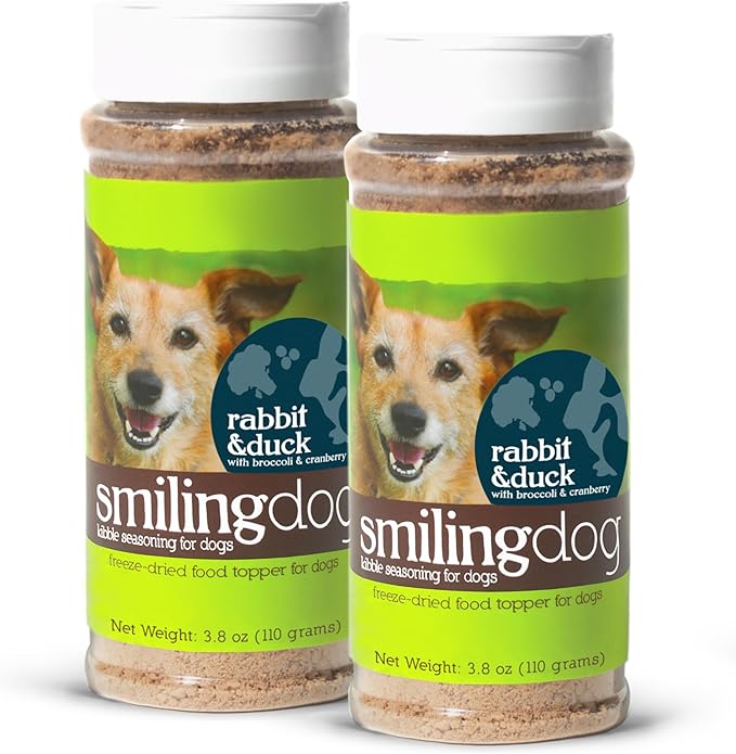 Herbsmith Kibble Seasoning – Freeze Dried Rabbit & Duck – DIY Raw Coated Kibble Mixer - Dog Food Topper for Picky Eaters, 3.8 oz [Bundle x2 Units]