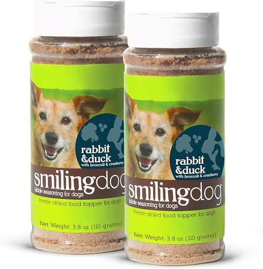Herbsmith Kibble Seasoning – Freeze Dried Rabbit & Duck – DIY Raw Coated Kibble Mixer - Dog Food Topper for Picky Eaters, 3.8 oz [Bundle x2 Units]