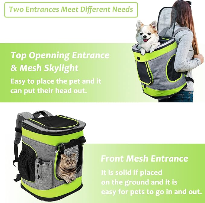 Kritter Planet Pet Carrier Backpack for Dogs and Cats, Breathable Pet Backpack with 2 Mesh Window,Portable Pet Carrier for Camping