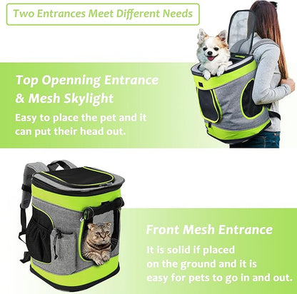 Kritter Planet Pet Carrier Backpack for Dogs and Cats, Breathable Pet Backpack with 2 Mesh Window,Portable Pet Carrier for Camping