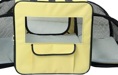PET LIFE 'Capacious' Dual-Sided Expandable Spacious Wire Folding Collapsible Lightweight Pet Dog Crate Carrier House, X-Large, Khaki