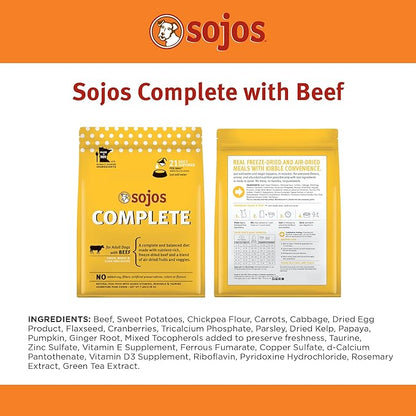 Sojos Complete Beef Recipe Dehydrated Dog Food, 7 lb, Yellow