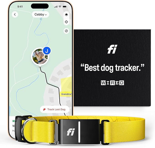 Fi Series 3 Smart Dog Collar - GPS Dog Tracker and Activity & Fitness Monitor, Waterproof, LED Light, Escape Alerts, Nationwide Coverage [Free 6 Month Membership] (Yellow, X-Small)