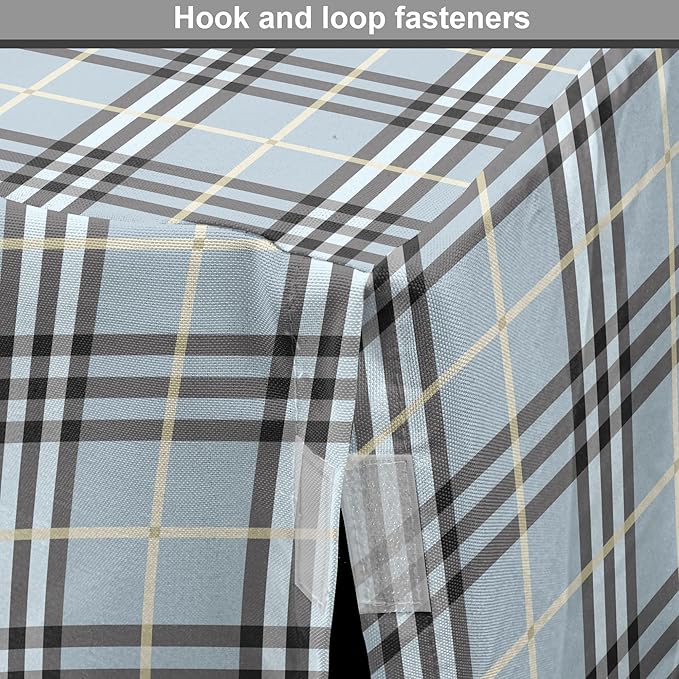 Lunarable Plaid Dog Crate Cover, Traditional Vintage Pattern with Modern Look Checkered Pastel Colored, Easy to Use Pet Kennel Cover for Small Dogs Puppies Kittens, 18 Inch, Pale Blue Dimgray Cream