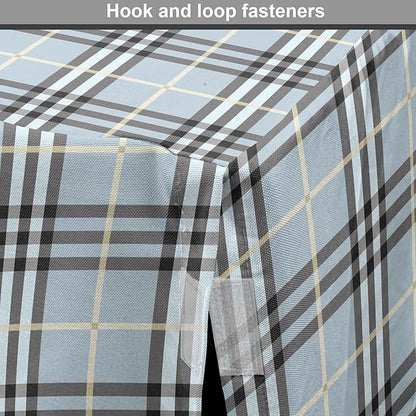 Lunarable Plaid Dog Crate Cover, Traditional Vintage Pattern with Modern Look Checkered Pastel Colored, Easy to Use Pet Kennel Cover for Cats & Medium Dogs, 24 Inch, Pale Blue Dimgray Cream