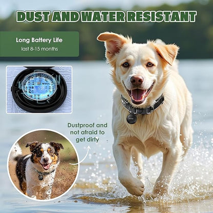 GPS Dog Collar - Unlimited Range/Tracking Device/Lost Mode for Dogs - Adjustable Size (30-42CM) - Black - Compatible with Apple Find My (iOS only)