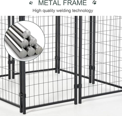 PawHut 8' x 4' x 6' Dog Kennel Outside, Dog Playpen Exercise Pen with Lockable Door, Water-Resistant Canopy, for Medium and Large Puppies