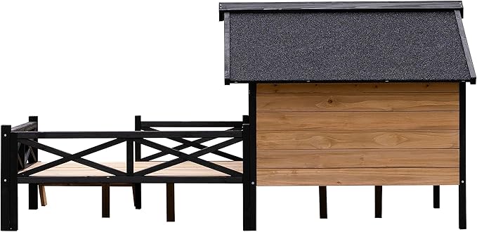 Outdoor Wooden Cabin House Style Wooden Dog Kennel with Porch Outdoor Dog House Weatherproof Dog Kennel for Medium/Small Dogs Brown