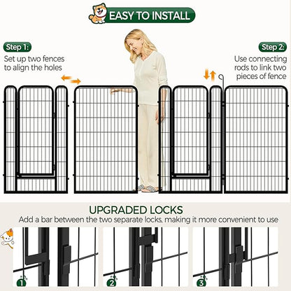 Yaheetech Dog Playpen Outdoor, 47 inch 16 Panels Dog Pen Indoor Heavy Duty Puppy Exercise Pen Metal Pet Fence for RV Camping/Yard/Garden