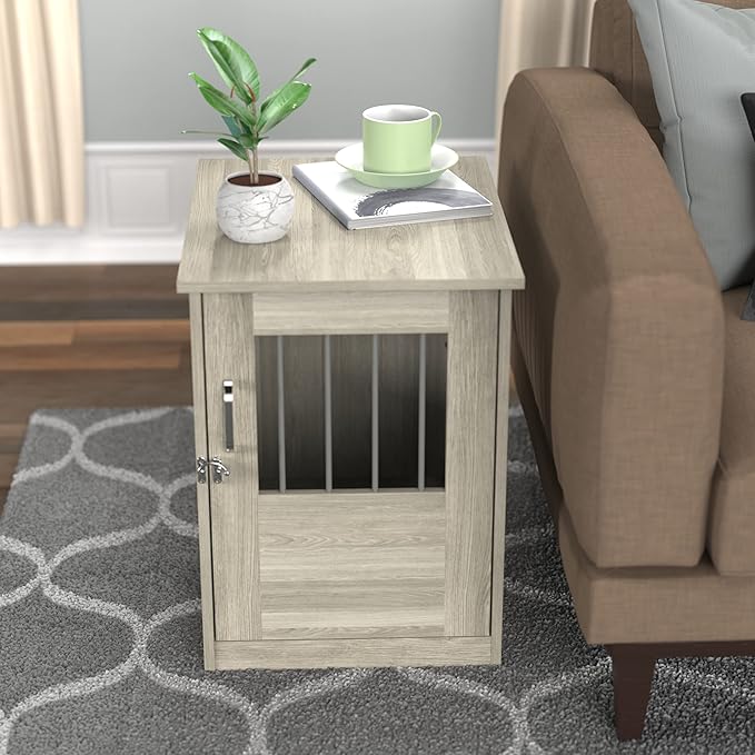 ClosetMaid Pet Crate End Table Furniture for Small Dogs or Cats Under 12 lbs, Earth Gray Wood Grain Finish