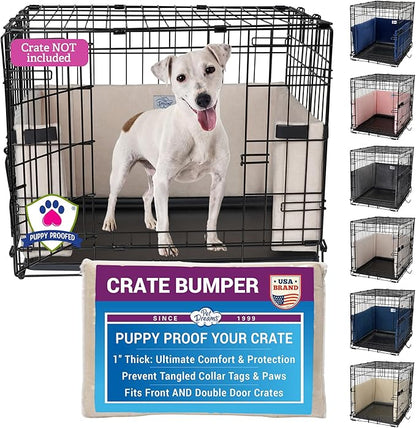 Pet Dreams Dog Crate Bumper - Comfy Liner & Dog Tail Protector for Inside Crate, Fits iCrate Cages 18, 24, 30, 36, 42, 48 Inches (Ivory, Medium, 30")
