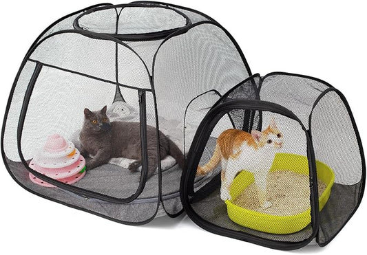 Tenrai Portable Cat Playpen, Trapezoidal Design for Better Standing, Foldable Pet Tent for Outdoor and Indoor Use of Puppy and Kitten, Dog Play Enclosure, Cat Houses & Condos