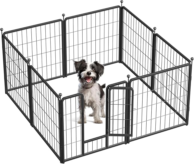 Simple Deluxe Dog Playpen Outdoor, Portable Dog Playpen for Travel, Camping, 24" Height 8 Panels Heavy Duty Dog Pen for Puppies/Small Dogs, Black
