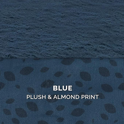 Furhaven Memory Foam Dog Bed for Large Dogs w/ Removable Bolsters & Washable Cover, For Dogs Up to 95 lbs - Plush & Almond Print L Shaped Chaise - Blue Almonds, Jumbo/XL
