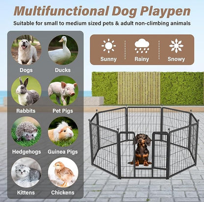 HealSmart Dog Playpen Indoor, Puppy Playpen Indoor for Yard, Camping, 24" Height 16 Panels Heavy Duty Dog Pen for Puppies/Small Dogs, Black