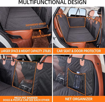 YJGF Back Seat Extender,Dog Seat Cover for Back Seat,Hard Bottom Car Seat Cover for Dogs,Dog Hammock for Car,Back Seat Pet Cover for Dogs(Grey)