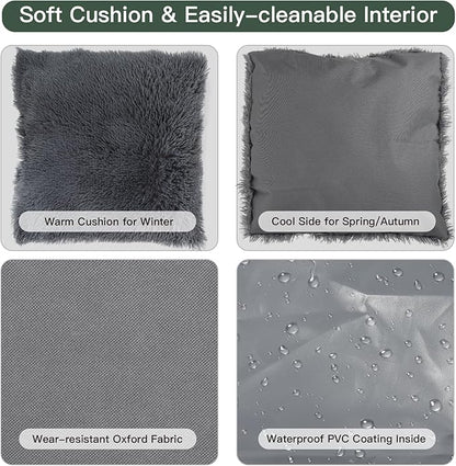 Large Dog House Soft Indoor with Internal Size 30x28x23in for Labrador Husky Samoyed Golden Retriever German Shepherd, Large Pet House with Soft Cushion, Oxford Fabric, 31x30x31in, Gray