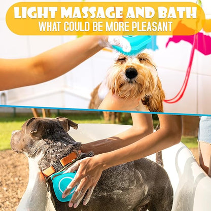 2Pcs Dog Bath Brush Scrubber - Dog Bath Brush with Soap Dispenser Dog Soap Scrubber Pet Bath Brush Pet Shampoo Brush for Dogs Bath - Dog Shampoo Brush