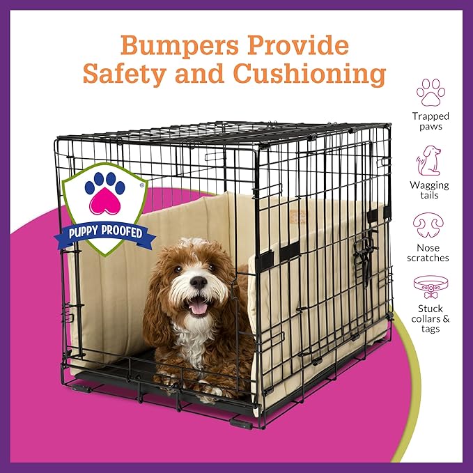 Pet Dreams Dog Crate Bumper - Comfy Liner & Dog Tail Protector for Inside Crate, Fits iCrate Cages 18, 24, 30, 36, 42, 48 Inches (Pink, Small, 24")