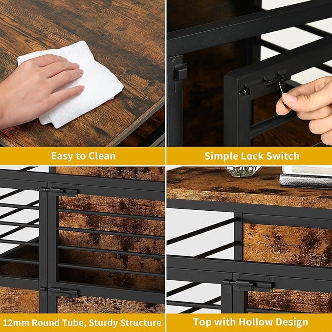 DWVO Dog Crate Furniture, 32 Inch Dog Kennel Indoor Furniture End Table Dog Crate for Dogs, Modern Decorative Dog Crate Wooden Dog Crate Furniture with Wheels, Chew-Resistant, Rustic Brown