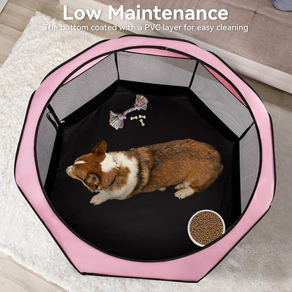 A4Pet Dog Playpen, Pet Playpen Indoor/Outdoor - Portable, Foldable Design - Ideal for Dogs, Kittens, and Small Animals - Removable Zipper & Collapsible Travel Bowl