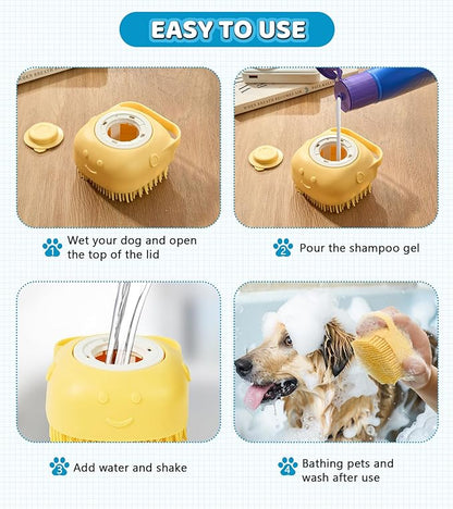 4PCS Dog Bath Brush Pet Massage Shampoo Brush Dog Scrubber for Dog Washing Brush Scrubber Pet Bath Massage Brush with Soft Silicone Bristles for Dog Cat Grooming Cleaning (Yellow Blue blue)