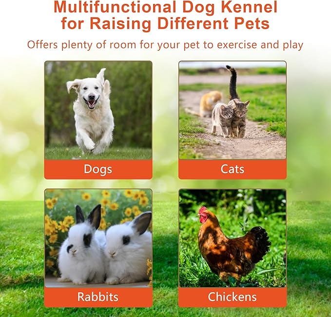 Ball & Cast 47" Outdoor Dog Kennel for 91+ lbs Dogs,Lockable Swivel Door with Bowl Rack & 2 Stainless Bowls,Waterproof Metal Roofed Pet Run Enclosure,Easy to Clean & Assemble,Black