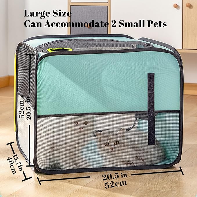 Pet Dog Cat Drying Box | Anti-Hair Flying | Portable Foldable Cat Drying Room | Drying Crate Cage for Small and Medium Dogs (Green)