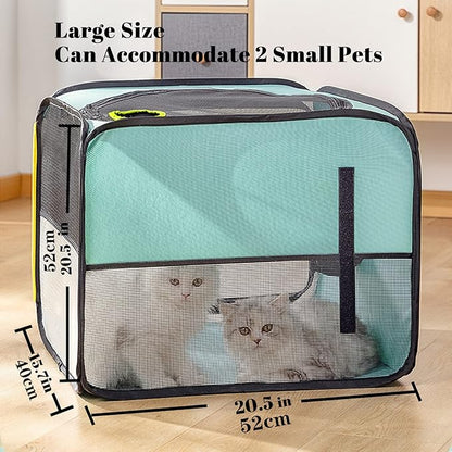 Pet Dog Cat Drying Box | Anti-Hair Flying | Portable Foldable Cat Drying Room | Drying Crate Cage for Small and Medium Dogs (Green)