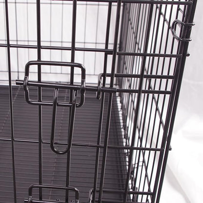 Durable, Foldable Metal Wire Dog Crate with Tray, Single Door, 35.6 x 22 x 24.5 Inches, Black