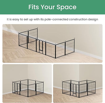 HealSmart Dog Playpen Indoor, Puppy Playpen Indoor for Yard, Camping, 24" Height 16 Panels Heavy Duty Dog Pen for Puppies/Small Dogs, Black