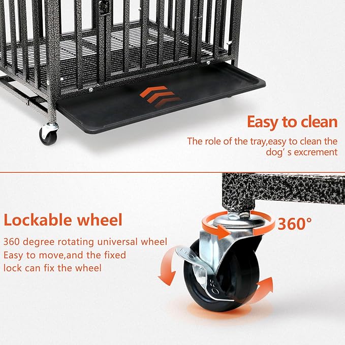 Loonpon Dog Crates for Small Dogs Under 25lbs,24.4 inch Heavy Duty Small Dog Crate with Wheels,Metal Double Door Dog Kennel Indoor Outdoor for Small Dog Puppy