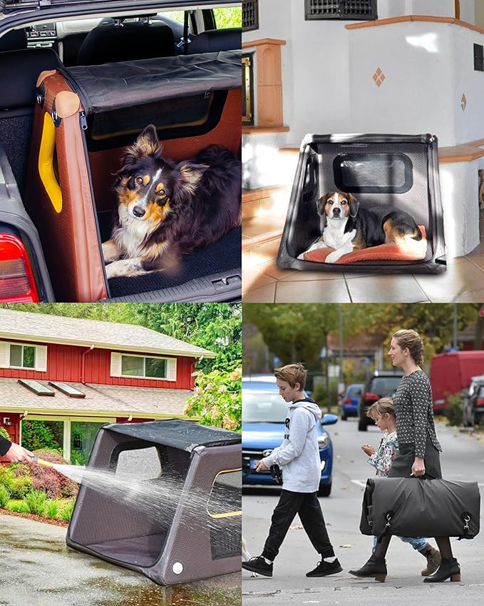 Collapsible Portable Soft Dog Crate-HIGHPI Inflatable Dog Travel Crate For Very Large Dogs, Waterproof Dog Kennel Outdoor Indoor, Safety Foldable Dog Cage For Car Home, Dog Carrier 41"L x 35"W x 29"H