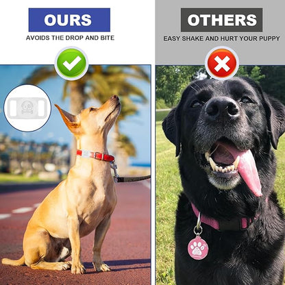 Kiniza 4 Pack Silicone AirTag Cat Dog Pets Collar Holder Waterproof with GPS Tracker for Apple White