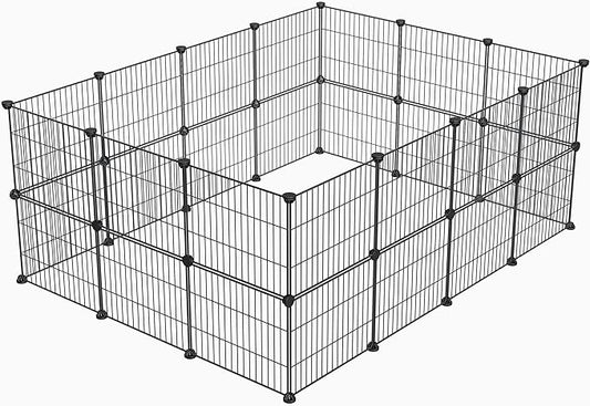 Small Animal Playpen, Guinea Pig Cages, Pet Playpen, Rabbit Cage,Small Animal Cage, Puppy Kitten Dog Playpen, Indoor Outdoor Portable Metal Wire Yard Fence,15 X 12 Inch, 28 Panels, Black