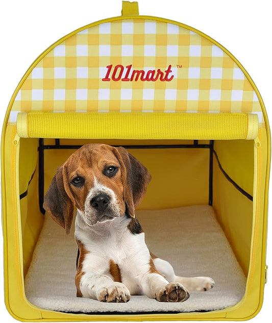 Premium Soft-Sided Folding Pet Tent | Portable Pet Crate for Home and On The Go | Made from Heavy-Duty Water-Resistant Canvas Fabric | Perfect for Indoor and Outdoor Use