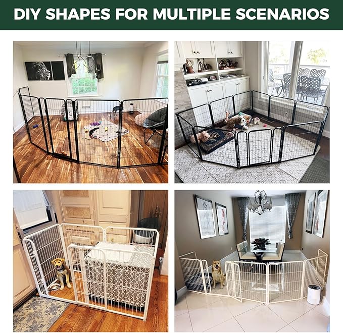 FXW Homeplus Dog Playpen for Indoor Use - Stress-Free and Safe Play, Heavy Duty 45 Inch 8 Panels Dog Pen for Large Dogs, White│Patented
