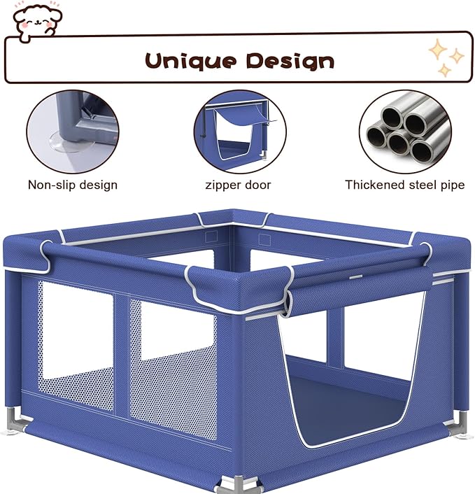 Dog Playpen 42 × 42 Inch, Puppy PlayPen with Gate for Puppies, Small and Medium Dogs, Pet PlayPen for Outdoors & Indoors
