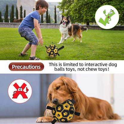 QDAN Dog Toys Soccer Ball with Straps - Durable Dog Balls for Large Dogs, Outdoor Dog Toys, Dog Water Toy, Herding Ball, Puppy Dog Birthday Gifts (8 Inch)