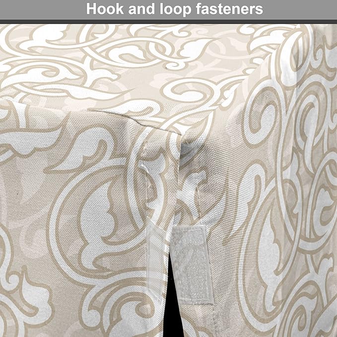Lunarable Cream Dog Crate Cover, Oriental Motifs with Antique Damask Inspired Design Retro Revival Swirls, Easy to Use Pet Kennel Cover for Cats & Medium Dogs, 24 Inch, Beige White