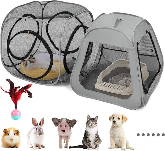 Portable Cat Playpen, Trapezoidal Design for Better Standing, Foldable Pet Tent for Indoor and Outdoor Use,Dog Playpen, Outdoor Cat Tent, Cat Houses & Condos for Kitten,Cat,Puppy and Small Animals.