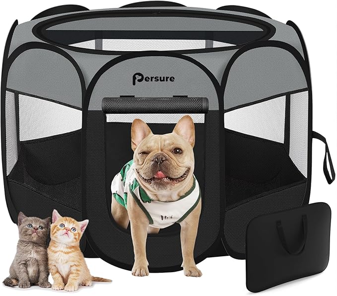 Dog Cat Playpen Indoor Outdoor, Medium, Dark Grey