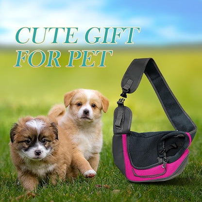 Pet Dog Sling Carrier, Breathable Mesh Adjustable Puppy Sling Carrier Hand Free for Small Dog Cat, M, Rose