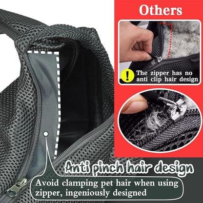 Dog Cat Sling Carrier, Adjustable Padded Shoulder Strap, with Mesh Pocket for Outdoor Travel (S - Up to 6 lbs, Black - Black)