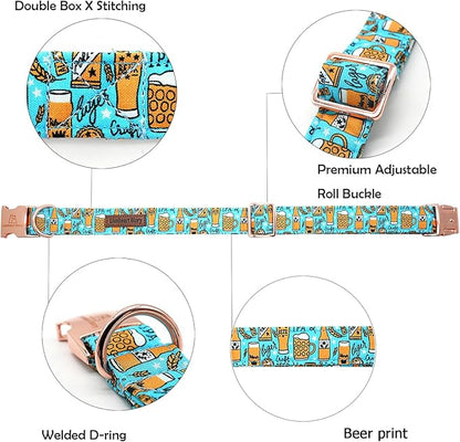 Lionheart glory Dog Collar Blue Dog Collar Summer Dog Collar Party Collar Dog Boy or Girl Soft Durable Adjustable Dog Collars for Large Dogs