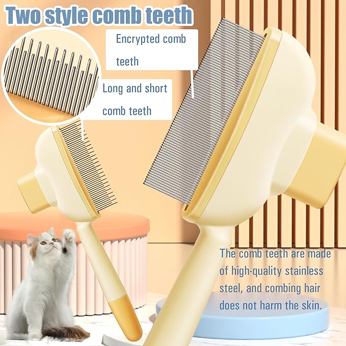 Flea Comb for Dogs and Cats with Release Button Fine Tooth Dog Comb for Grooming Massaging and Cleaning Remove Fleas Eggs Pet Hair Removal for Short and Long Hair 2 Pack