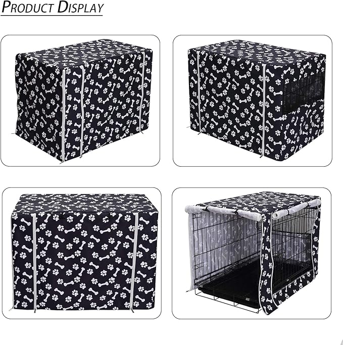 Geyecete Large Dog Crate Covers Fits 24inch-48inch Dog Crates for Small Medium Large Dogs Dog Crate Bed Dog Crate with Cover - Cover only(Crate Not Included)-Black-36