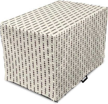 Lunarable Contemporary Brown Dog Crate Cover, Pattern of Repeating Triangular Simple Modern Concept, Easy to Use Pet Kennel Cover for Medium Large Dogs, 42 Inch, Eggshell and Seal Brown