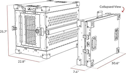 Heavy Duty Fully Collapsible Powder-Coated Aluminum Dog Crate - Small (Black)
